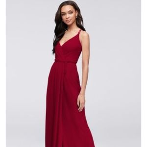 David's Bridal LAPIS Long Georgette Wrap Dress